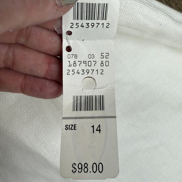 NWT Women's TALBOTS Irish Linen Lined Pants Ivory | Size 14 - Picture 8 of 9